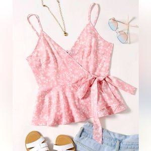 Tie side ditsy floral cami top